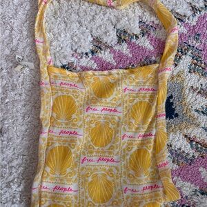 Free People Yellow and Pink beach bag